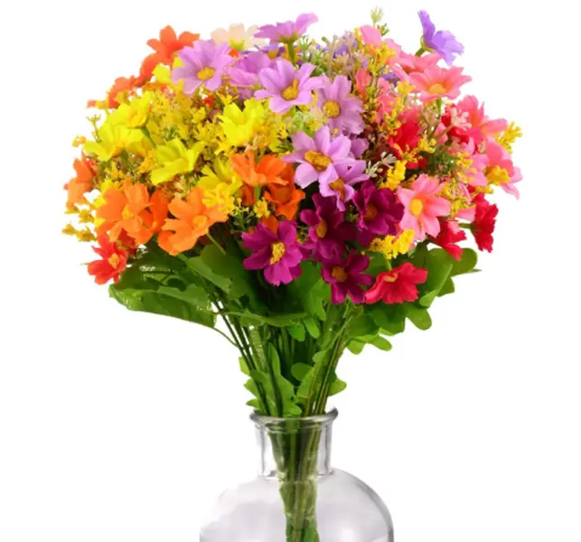 Artificial Fake Faux Daisy Silk Flowers Wildflowers 6 Bundles of 6 Colors Outdoor UV Resistant Greenery Shrubs Plants Indoor Outside Hanging Baskets Planter Home Garden Decorating