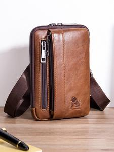 Men's  Casual Plain Zipper Belt Bag, Fashionable Animal Embossed Design Waist Bag for Daily Used, Casual Trendy Versatile Daily Commuting Bag