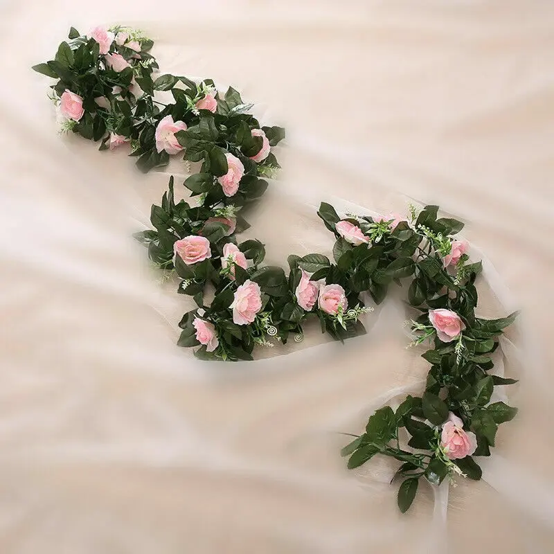 2.5m Artificial Flower Silk Rose Leaf Garland Vine Ivy Home Wedding Garden Décor Decor Decorative Plants Fruit Ornaments fake   bouquet