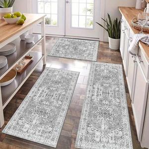 Boho Style Kitchen Mat, 2 Counts/3 Counts Non-slip Kitchen Rug, Rectangle Home Decor Floor Mat for Home Kitchen Living Room Bedroom