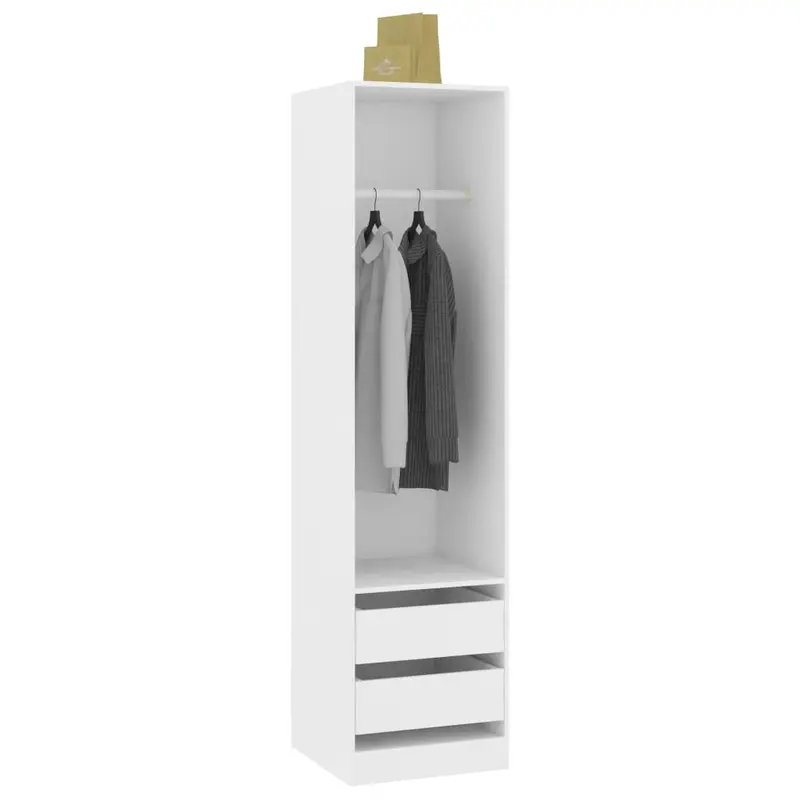 Stylish White Wardrobe with Drawers - 50x50x200 cm | Durable Engineered Wood 2