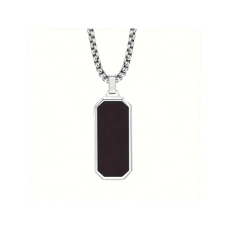 Elegant Men\ Necklace, Adorned With An Exquisite Black Geometric Droplet Pendant - Unique Design, Suitable For All Kinds Of Occasions 1