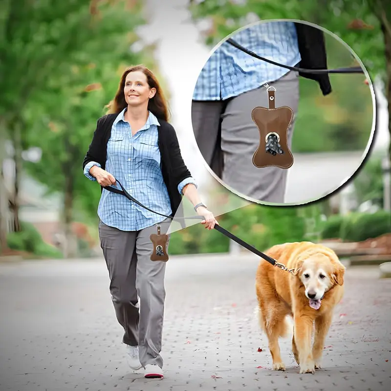 Leatherax Premium Leather Dog Poop Bag Dispenser - Waterproof & Portable Holder for Pet Waste Management 6