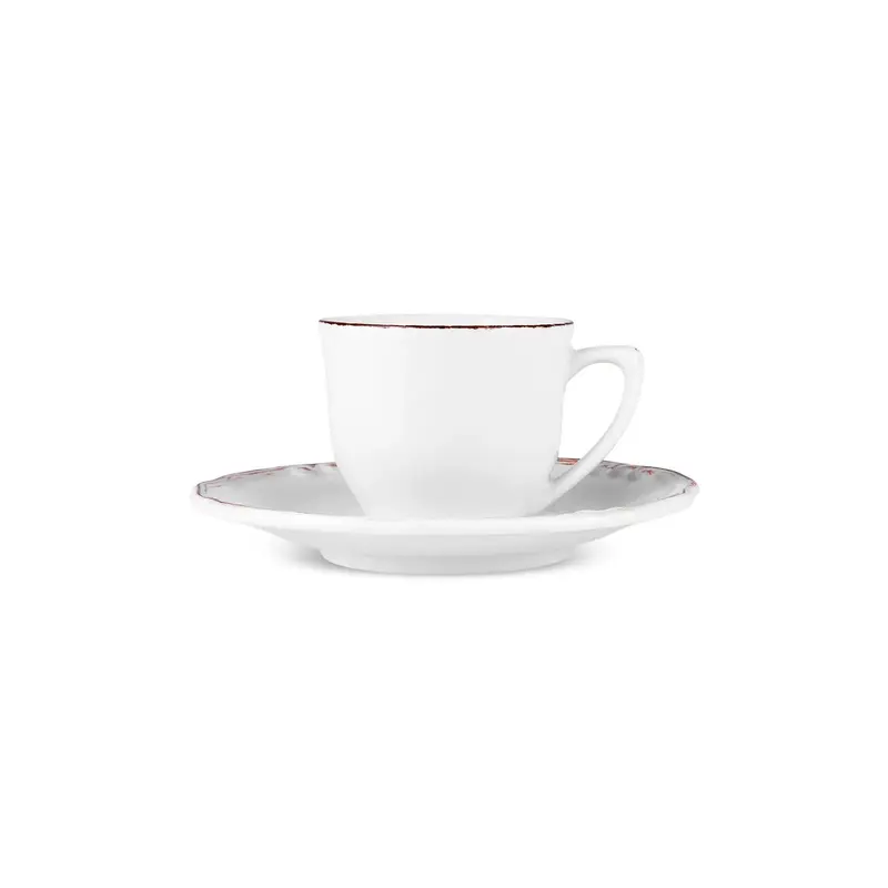 Karaca Elizabeth Ceramic Tea Cup and Saucer Set, 180ml, Ecru 2