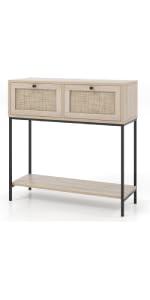 Product Introduction of COSTWAY 2-Tier Console Table, Modern Faux Marble Narrow Hall Desk Sofa Side Table, 120cm Long Slim Display Accent Table for Entryway, Living Room, Bedroom and Foyer (White+Black) 20