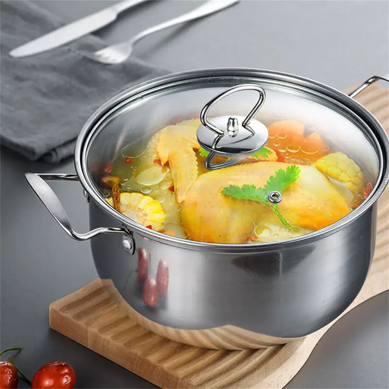 11PCS Induction Non Stick Stainless Steel Cookware Cooking Pot Pan With Lids Set 4