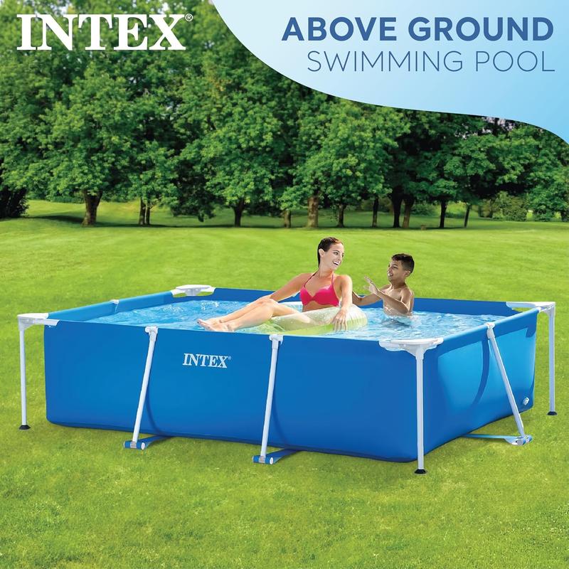 Rectangular Garden Swimming Pool 220x150x60cm – Sturdy Frame, 4 Corner Seats, 1662L Capacity, Outdoor Family Pool, Summer Water Fun 1