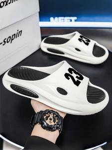 Unisex's Number Print Platform Slippers, Casual Comfortable Non-slip Slippers for Beach, Fashionable Slippers for Indoor & Outdoor Wear, House Slippers