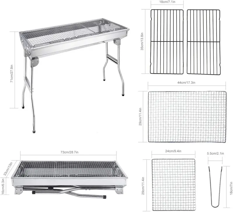 Portable Folding BBQ Charcoal Grill | Stainless Steel Barbecue | Camping & Garden Beach Foldable 1
