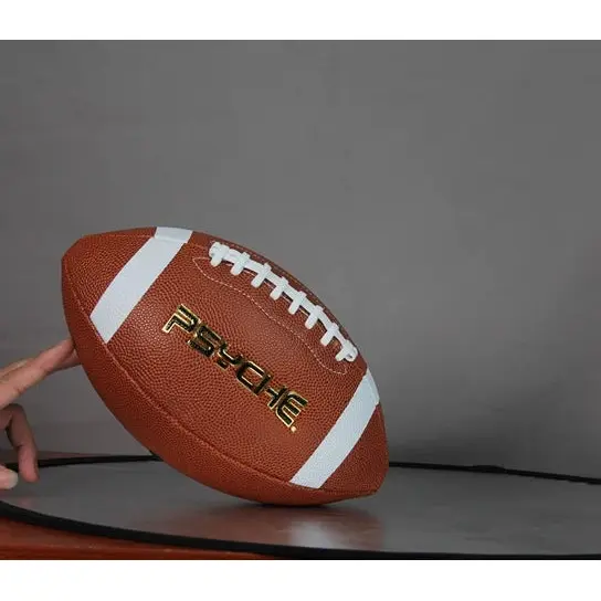 Psyche Size 9 American Football – Classic Brown Leather Rugby Ball | Official Match Training Ball + Free Pump & Net 1