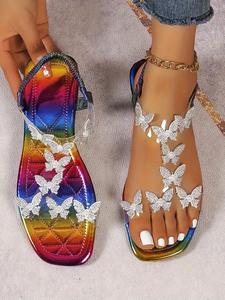 Women's Fashionable Butterfly Decorated Slip on Sandals, Elegant Sandal, Casual Versatile Sandals for Summer, Lightweight Sandals for Women & Girls, Walking Shoes, Unique Sandals, Fancy Sandals, Footwear