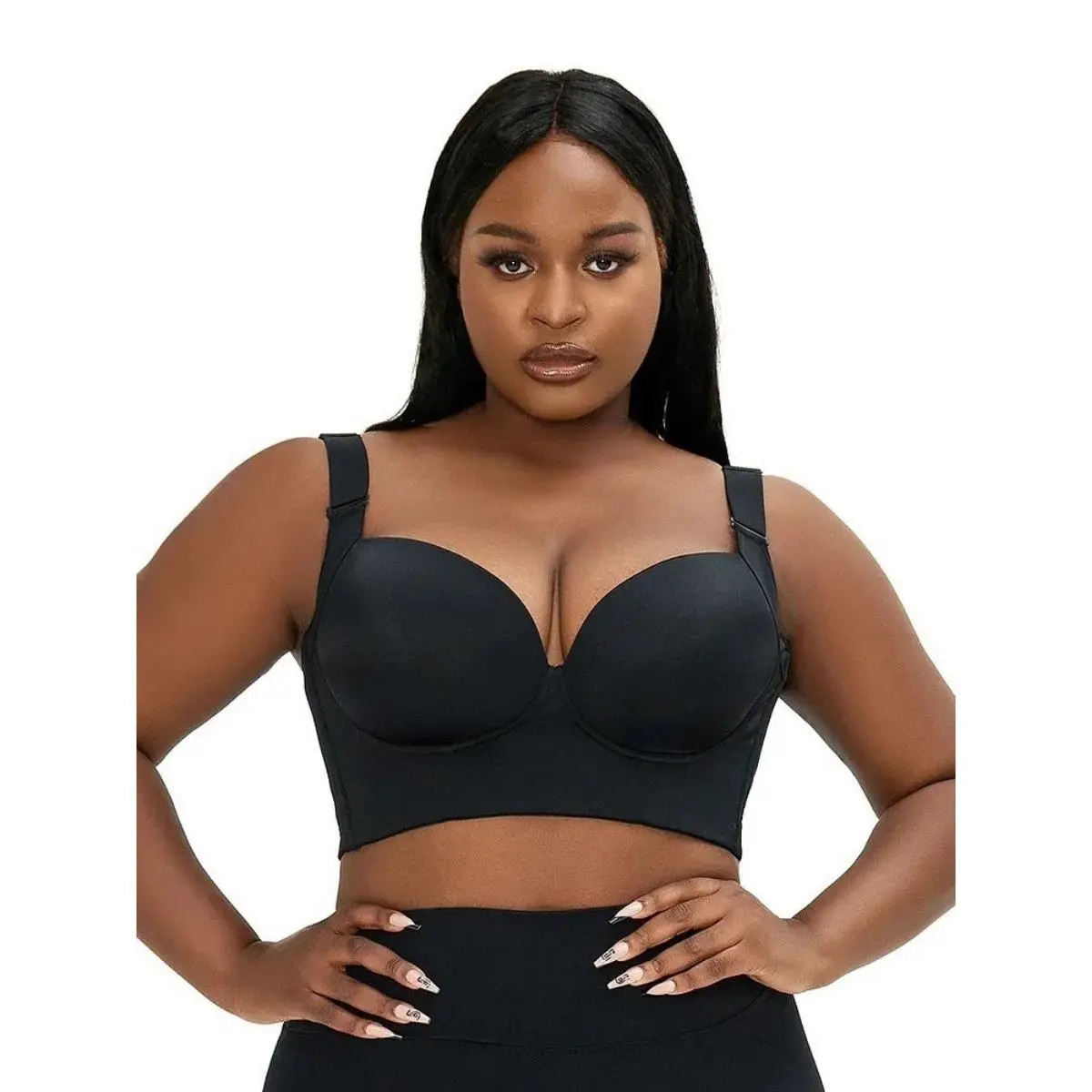 Back Smoothing Bra PushUp Plus Size Bra HideBack Fat NoUnderwear Simple Wireless3/4Coverage Comfort Seamless Bra