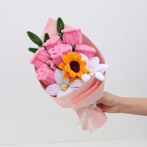 Soft Chenille Flowers with Finished Exquisite Wrap for Family  Friend Gift