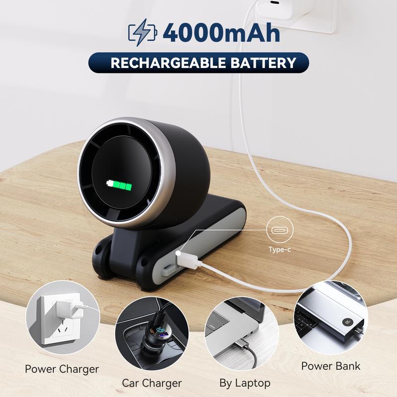 Portable Silent Mini Bladeless Electric Fan with 5-Speed Adjustable Fan and 4000mAh Battery for Outdoor Use 1