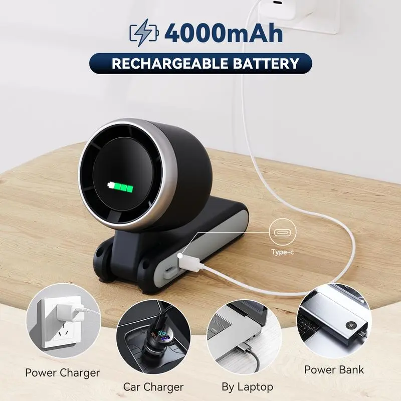 Portable Silent Mini Bladeless Electric Fan with 5-Speed Adjustable Fan and 4000mAh Battery for Outdoor Use 1