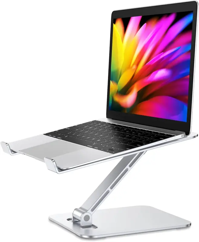 Laptop Stand Lap Desk, Ergonomic Foldable Computer Stand with Adjustable Height, Ventilated Aluminium Alloy Riser Compatible with MacBook Air, Pro, All 10-16" Laptops (Silver) 0