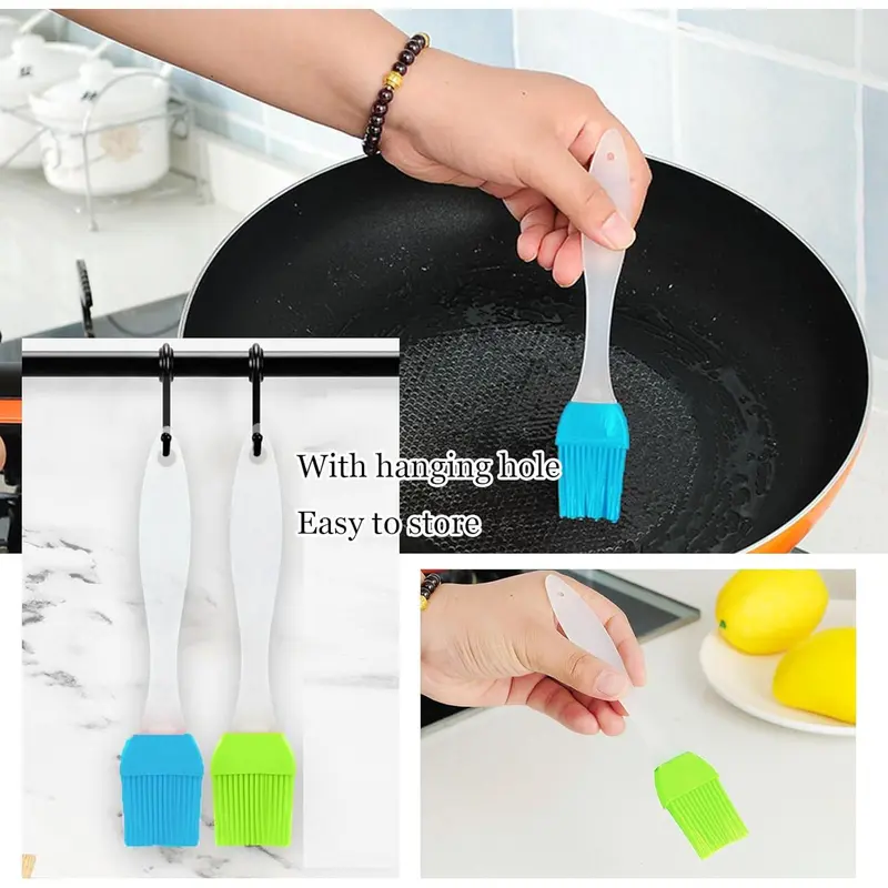2 Pcs Silicone Pastry Brush Basting Brush Set,Heat Resistant Oil Brush,Pastry Brush Silicone,Cooking Baking Brush Set for Cooking Kitchen Baking Barbecue,Food Stirring, Baking Cooking(2 Size) Utensils Bbq Colorful Steak 5