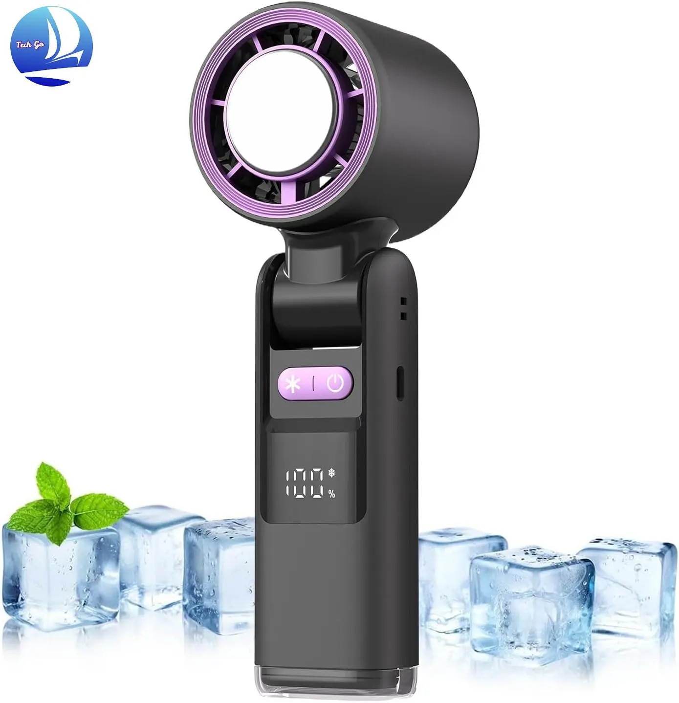 Portable Handheld Turbo Fan, 5 Gear Wind Hand Fan, Handheld Fan, Portable Mini Hand Fans, USB Rechargeable Turbo Fan, Rechargeable Pocket Fan, Foldable & Hanging Neck Fan for Outdoor & Indoor, Folding
