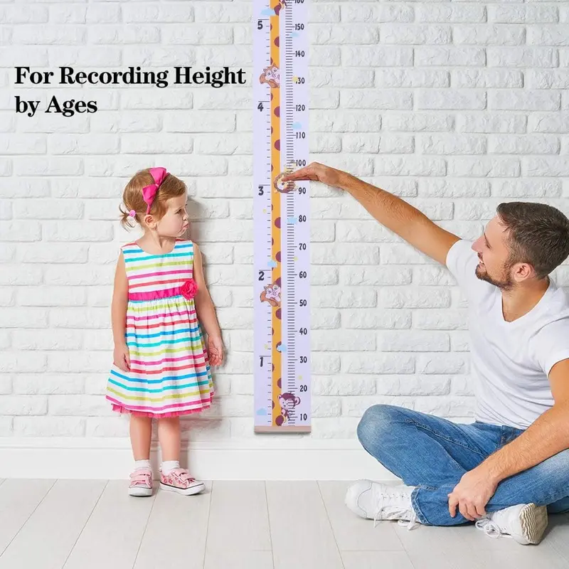 Height Growth Chart, Wall Hanging Measuring Ruler for Kids, Removable Canvas and Wood Wall Ruler Bedroom Nursery Wall Decoration 3