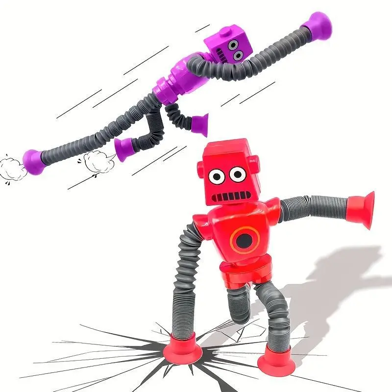 A Set of 12 Elastic Robot Toys with Suction Cups, Available in Four Colors, Perfect for Stress Relief Or As Decorative Items for The Home, Making Them a Great Gift. 6