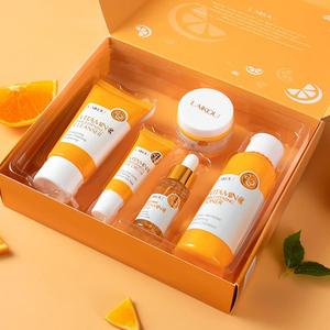 Vitamin C Skin Care Kit, 5 Counts/set Moisturizing Facial Skincare Kit, Including Facial Cleanser, Toner, Serum, Eye Cream, Essence Cream
