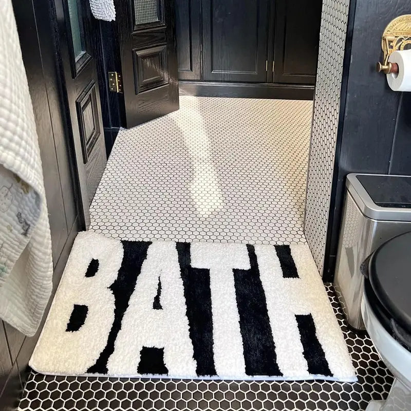 Premium Memory Foam Bath Mat with "BATH" Embossed Design – Non-Slip, Soft & Absorbent Bathroom Rug for Shower, Tub, and Sink – Machine Washable, Quick-Dry, Plush Comfort for Home, Hotel & Spa – Available in Black Colors 5