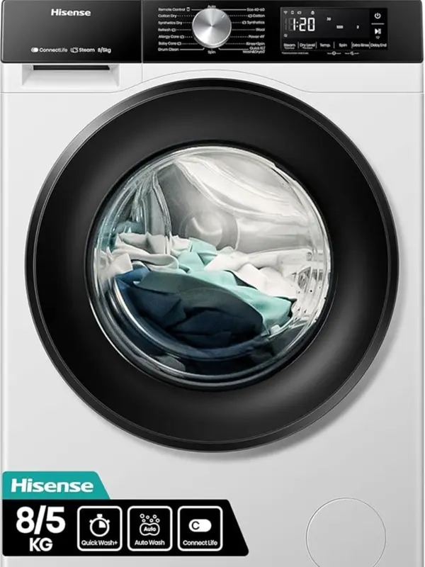 Hisense 3S Series WD3S8043BW3 Wifi Connected 8Kg / 5Kg Washer Dryer with 1400 rpm - White - A/D Rated [Energy Class D] 0