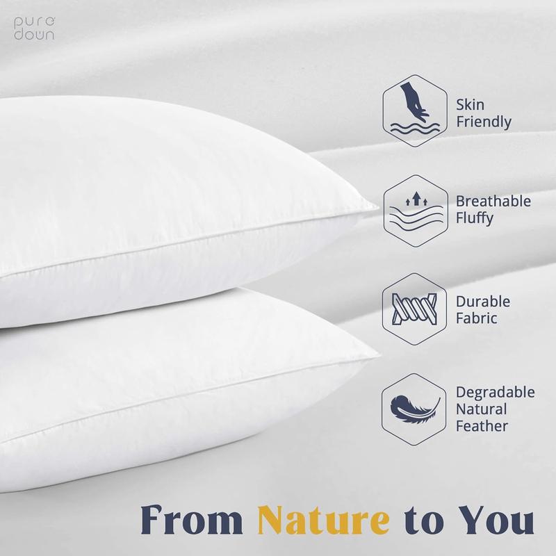 Premium Duck Feather & Down Pillows - Super Comfort for Restful Sleep-Feather Pillows Hypoallergenic, Breathable & Anti Dust Mite-2 Duck Feather Pillows UK Standard Size(48x74cm) 3