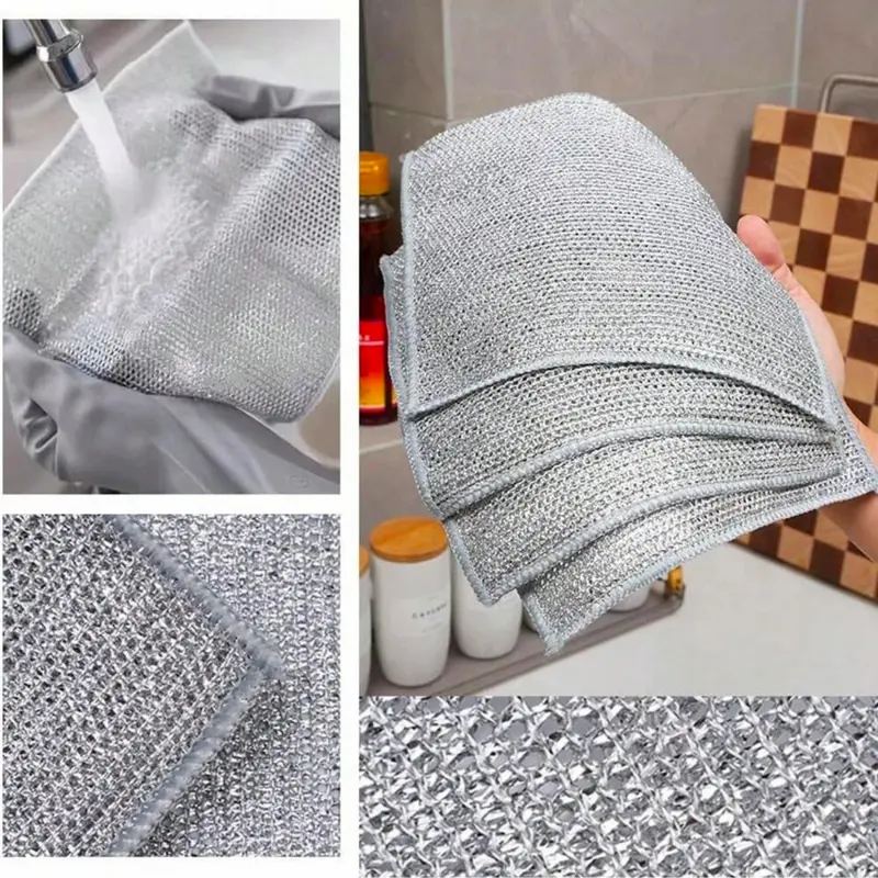 100x Miracle Wire Cleaning Cloths | Powerful Scrubbing for Kitchen & Home. Multipurpose on Pots, Grills, Ovens. Cleaning Essential Wire Cleaning Cloth Metal Scouring Pad Non Scratch Reusable Dish Scrubber Kitchen Cleaning Gadgets  Cleaning Stubborn Stains 4