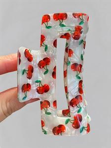 Cherry Pattern Hair Claw, Cute Fruit Themed Hair Accessories for Women & Girls, Vintage Elegant Hair Claw for Daily Use, Ponytail Claw Clip