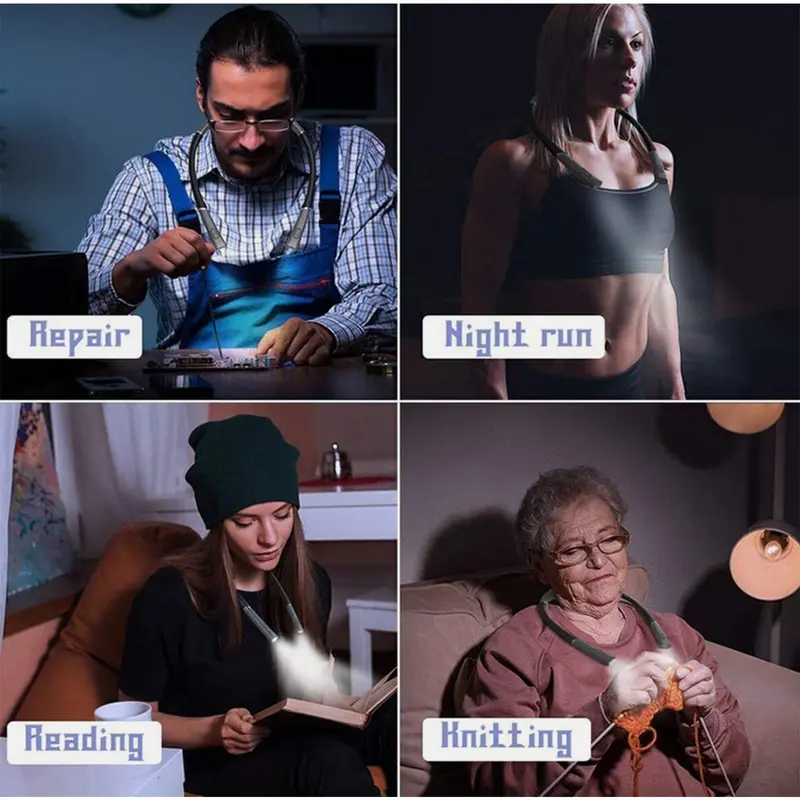 Rechargeable Neck Light – Flexible LED Book Light, Adjustable Hands Free Reading Lamp, Dimmable 3 Colour Bulbs for Reading, Needlework, Sewing, Crafting lightbulb led Free Shipping 5