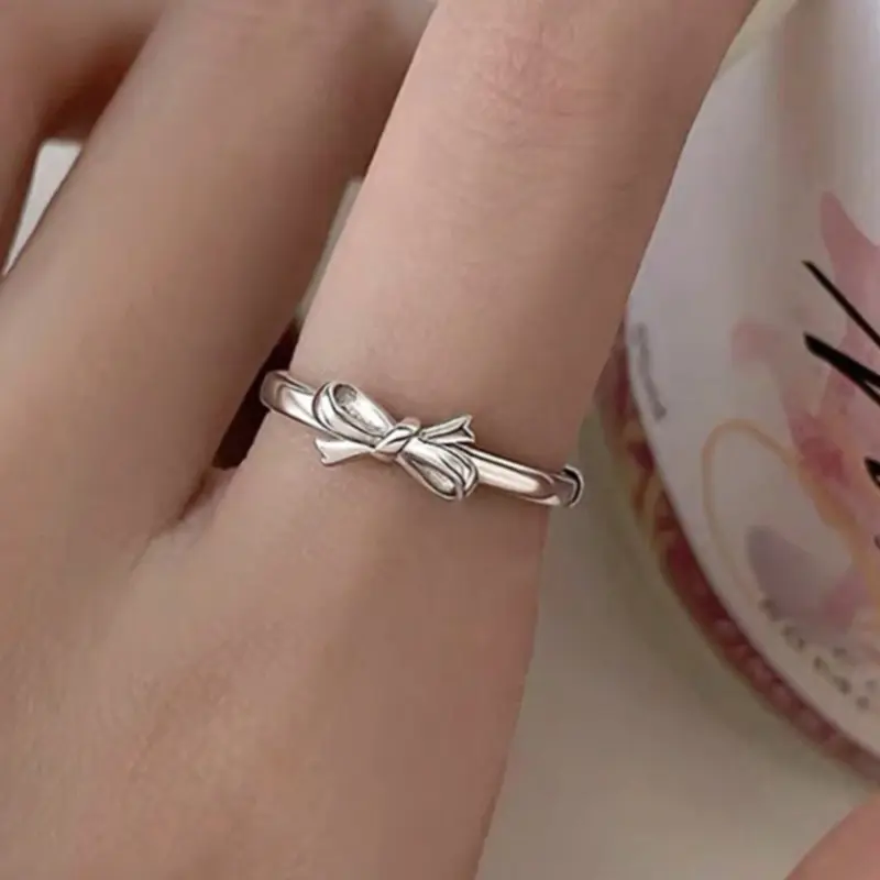 Fashion bow decoration ring, suitable for women's daily wear on Valentine's Day 0
