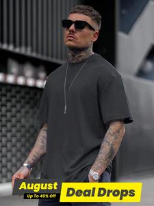 Men's Solid Color Short Sleeve Tee, Regular Fit Casual Fashion T-shirt for Summer, Men's Top for Tropical Daily Wear, Streetwear