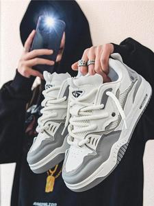 Men's Bootlace Worm Skate Shoes, Casual Sneakers, Patched Low Top Skate Shoes, Summer and Autumn Outfits 2025 Platform Sporty Sneakers, Training Athletic Running Shoes, Boy Sneakers Fashion Footwear for Runner, Trending Sneakers