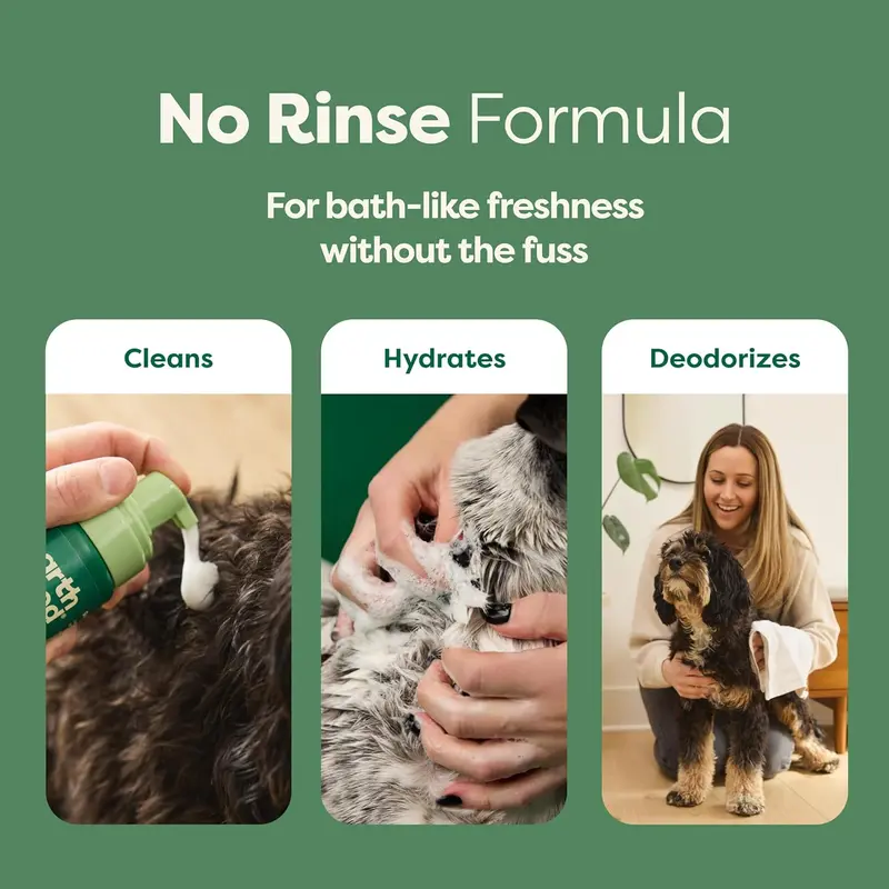 Earth Rated No-Rinse Dog & Puppy Shampoo, Convenient Waterless Dog Shampoo for Cleaning, Conditioning & Detangling, for All Coat Types, Refreshing White Tea & Basil Scent, 7 oz. 1