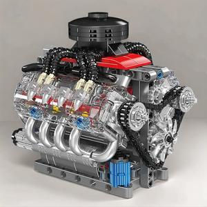 V8 Engine Building Blocks Set, 487pcs/box Assembly Bricks Ornaments, Collection for Adult Car Enthusiasts Gifts, Model Car Kit