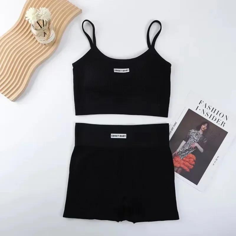 Womens Intimate Sexy Bra Bustier Shorts Set Camisole Padded Tank Top Female Slim Sports Underwear Pants Suit Summer Lingerie 6