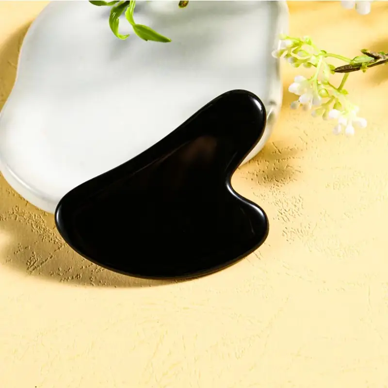 Black Gua Sha Massage Tool for Skin Tightening & Rejuvenation - Natural Jade Stone for Face, Neck & Eye Puffiness - Skincare - Gift, Facial 7