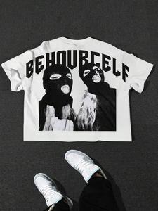 Men's Plain & Print Round Neck Tee, Loose Casual Fashion Short Sleeve T-shirt for Summer, Men's Top for Daily Wear, Tropical