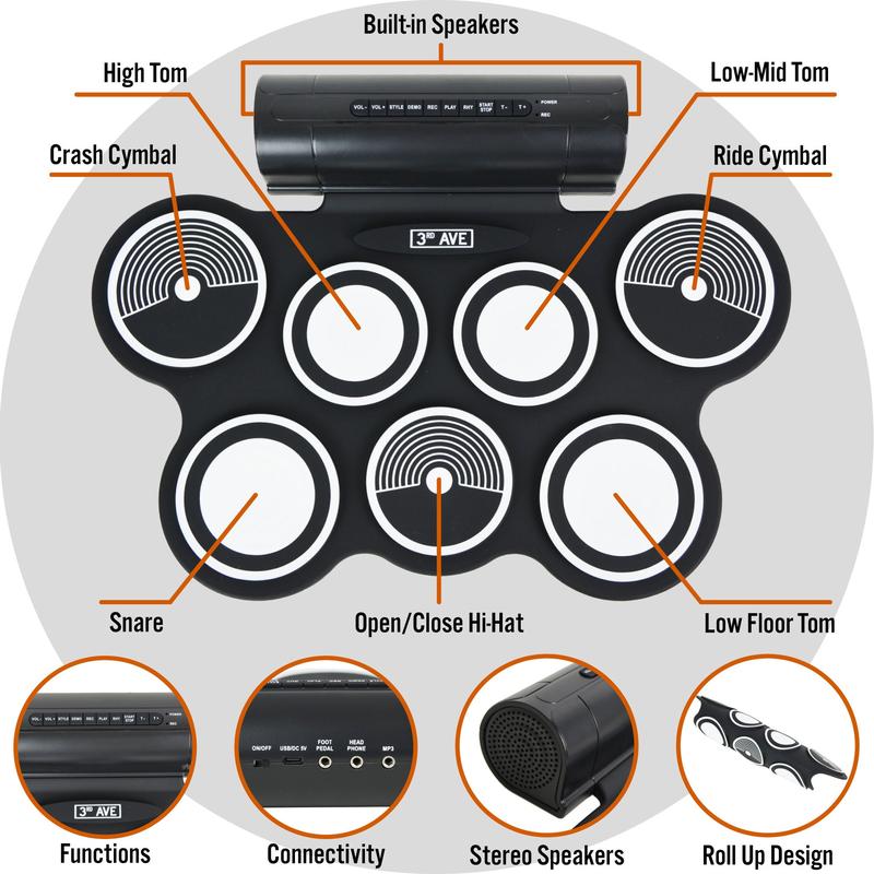 3rd Avenue Portable Electronic Drum Kit 1