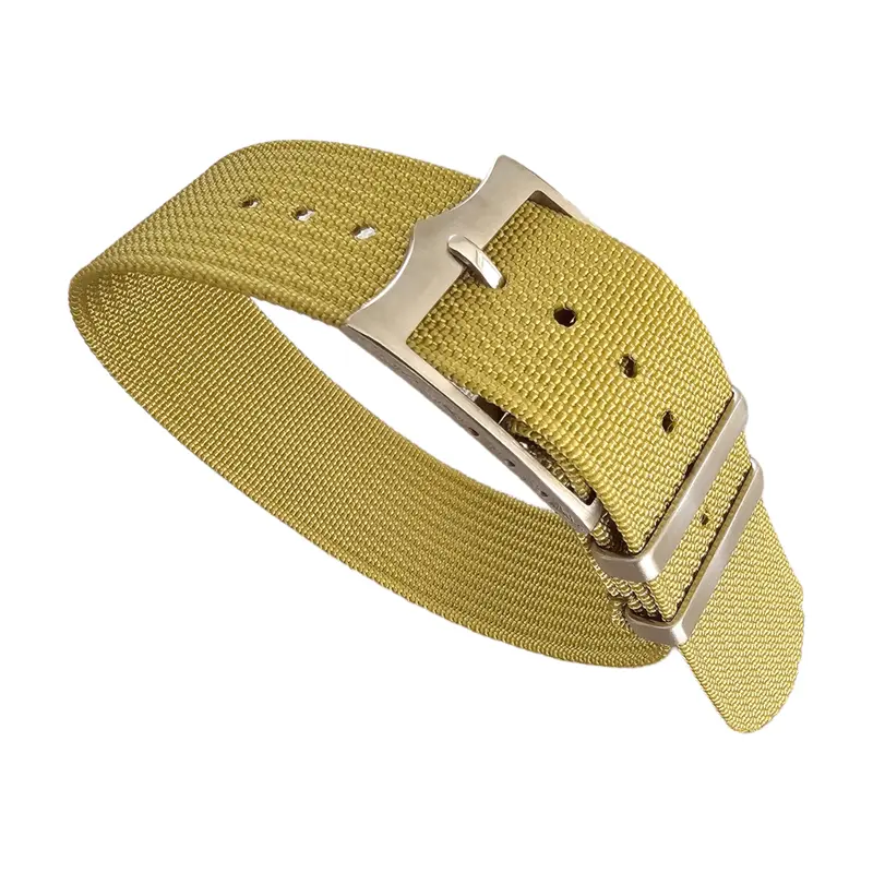 Ribbed Military Tudor Style Buckle Premium Nylon Watch Strap Band 20mm 22mm Khaki Beige 3