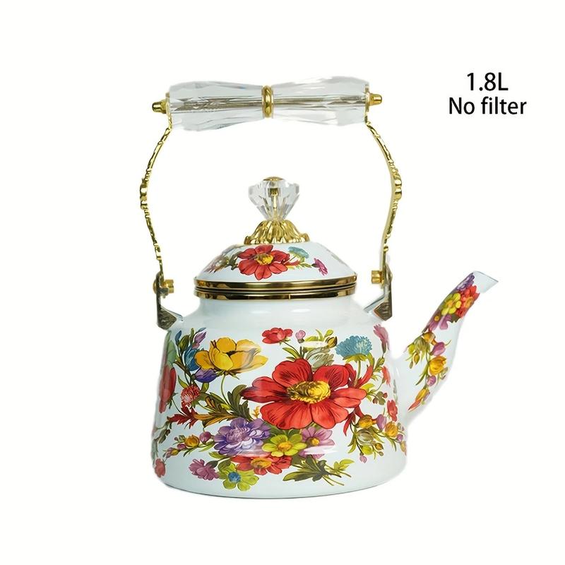 Enamel Floral Teapot 2.5L  - Kings Kitchenware - Suitable For All Stoves Tops 4