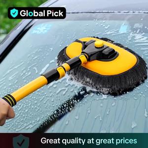 15° Curved Car Cleaning Brush with Telescopic Handle, Microfiber Car Wash Mop, Ergonomic Retractable Cleaning Brush, Vehicle Detailing Products, Auto Accessories, Car Detailing Tools for Cars, RVs, Trucks