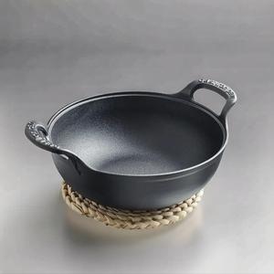 Cast Iron Frying Pan, 1 Count Non-stick Frying Pan with Double Handle, Multifunctional Black Cookware for Outdoor Camping, Kitchen Accessories, Fashionable Cookware, Nonstick Frying Pan