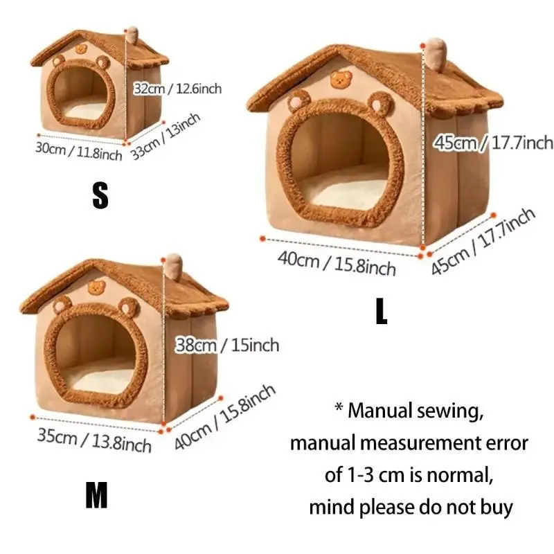 All Seasons Warm Washable Cat Dog House Indoor Soft Removable Cushion Pet Bed Kennel for Small Medium Pets Durable Pet Supplies 5