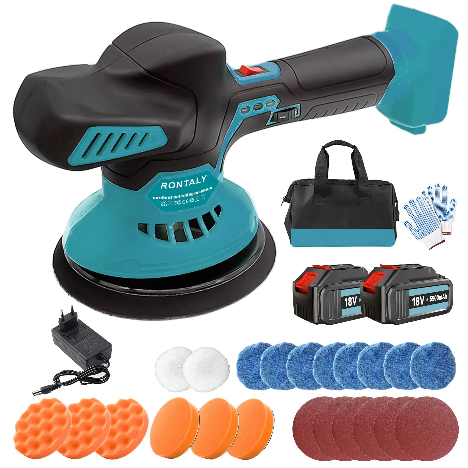 （Limited-Time Offer） 6-Inch Cordless Car Polisher Pro Kit w/ 2×12V 3Ah Batteries | 6000RPM 6-Speed Adjustment for Detailing, Waxing & Scratch Removal | All-in-One Car Care Solution