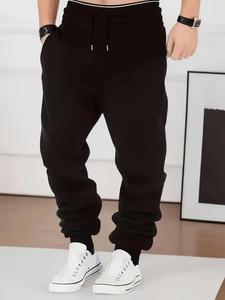 Men's Solid Color Jogger Pants, Casual Comfy Loose Fit Trousers for Spring & Fall, Men's Bottoms for Daily Wear