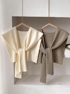 Women's Solid Color Modern Beige Stoles Set, Casual Versatile Shawl for Daily Wear, Fashion Chic Clothing Accessories for Women & Girls