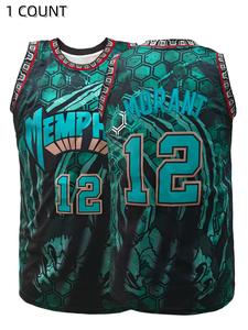 Men's Letter & Number Print Basketball Jersey, Breathable Sweat-absorbing Basketball Vest, Loose Basketball Jerseys for Outdoor Sports Training