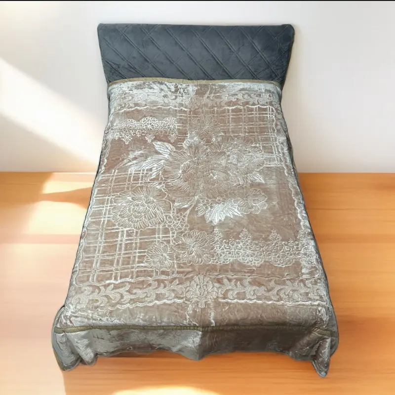 Heavy 2 Ply Floral Embossed Mink Blanket 5KG for Double & King Bed 200x230 CM, - Skin Friendly Luxury Bedspread 1